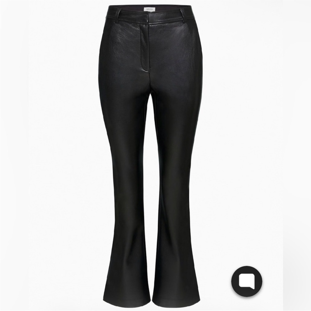 Aritzia- Babaton black faux leather flare pants